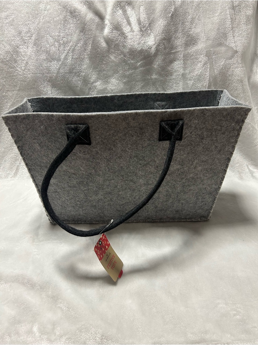 Hallmark gray black fabric soft tote bag purse
